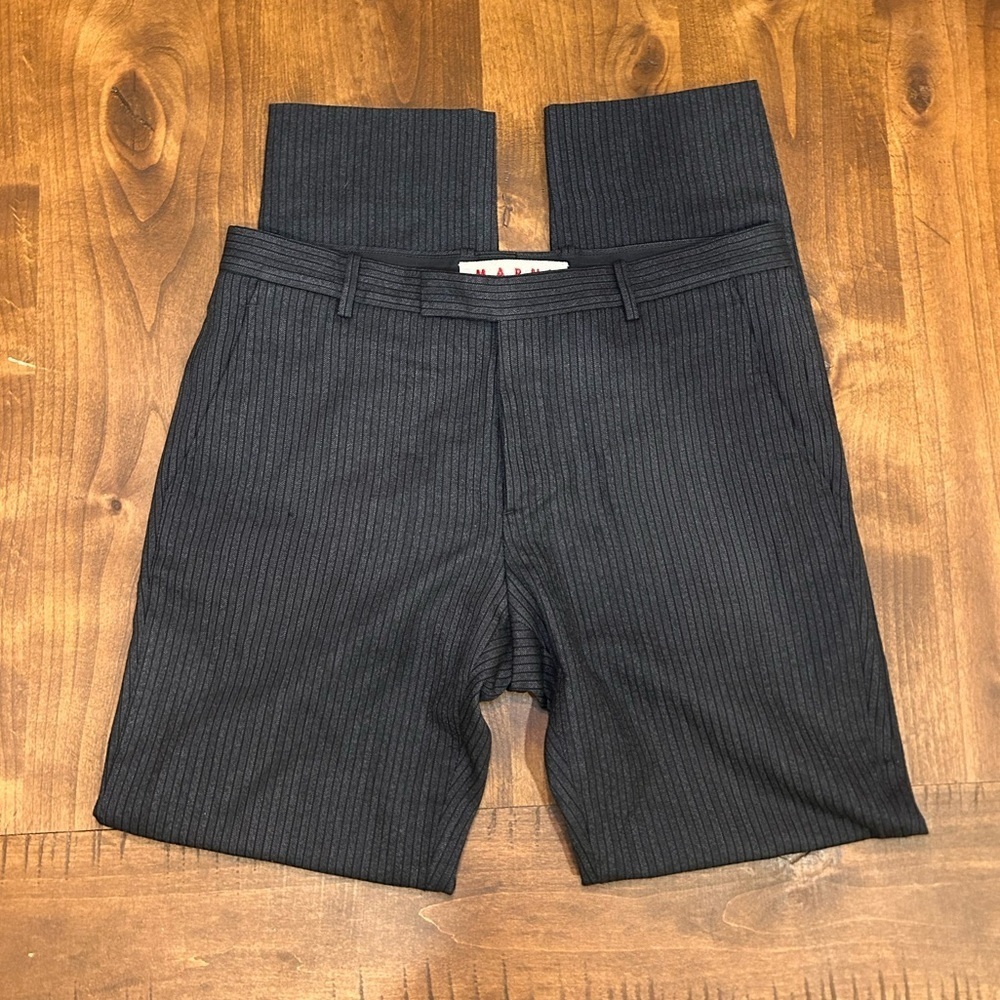 MARNI Wool Charcoal Pinstripe Trousers | Made in Italy | Size 48 (US 12) - Picture 2 of 9